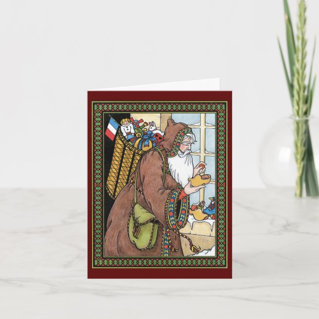 Vintage Christmas Danke Feiertagskarte (Vorderseite)