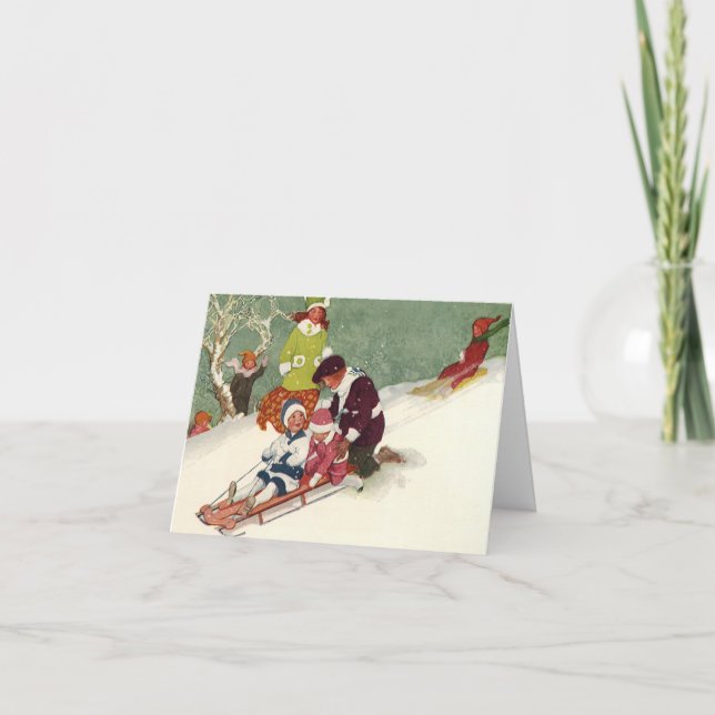 Vintage Christmas Danke Feiertagskarte (Vorderseite)