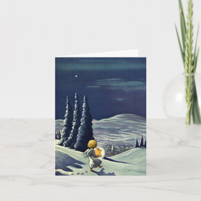 Vintage Christmas Danke Feiertagskarte (Vorderseite)