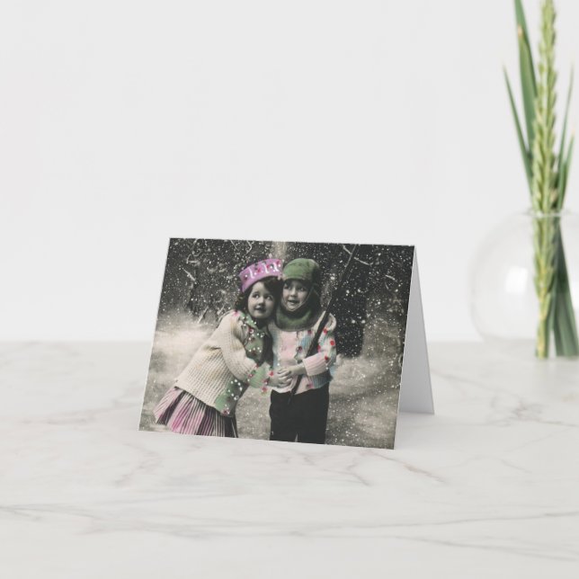 Vintage Christmas Danke Feiertagskarte (Vorderseite)