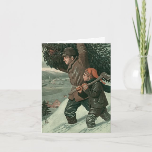 Vintage Christmas Danke Feiertagskarte (Vorderseite)