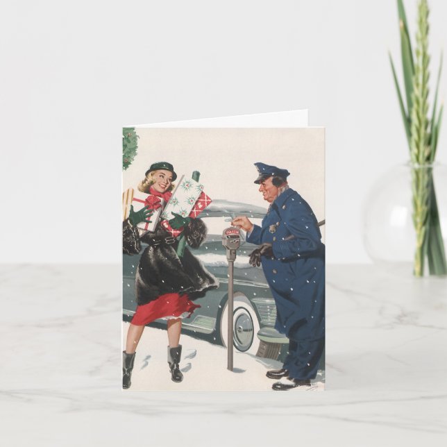 Vintage Christmas Danke Feiertagskarte (Vorderseite)