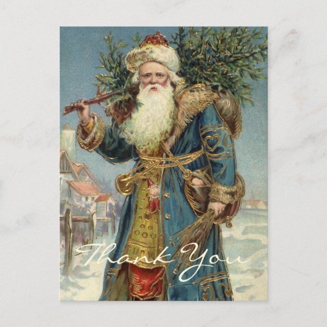 Vintage Christmas Danke Postkarte (Vorderseite)