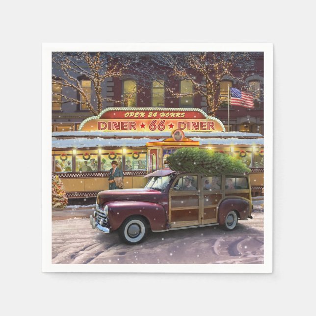 Vintage Christmas Diner Serviette (Vorderseite)