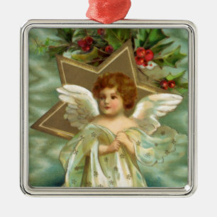 Vintage-Christmas-Engel-Ornament Silbernes Ornament