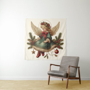 Vintage-Christmas-Engel-Tapete Wandteppich