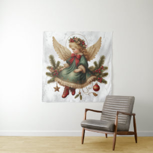 Vintage-Christmas-Engel-Tapisserie Wandteppich
