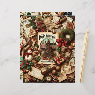 Vintage Christmas Ephemera Scrapbook Paper
