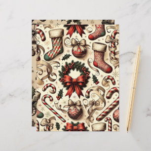 Vintage Christmas Ephemera Scrapbook Paper
