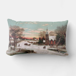 Vintage Christmas Eve Lumbar Pillow Lendenkissen