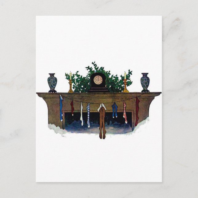 Vintage Christmas Eve Strumpfs Feiertagspostkarte (Vorderseite)