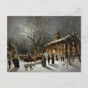 Vintage Christmas Eve Szene Feiertagspostkarte