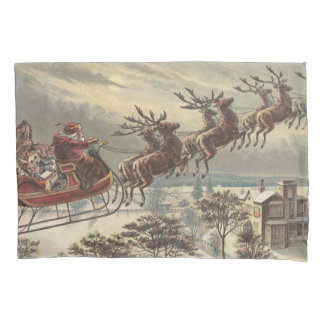 Vintage Christmas Eve Victorian Santa Claus Sleigh Kissenbezug