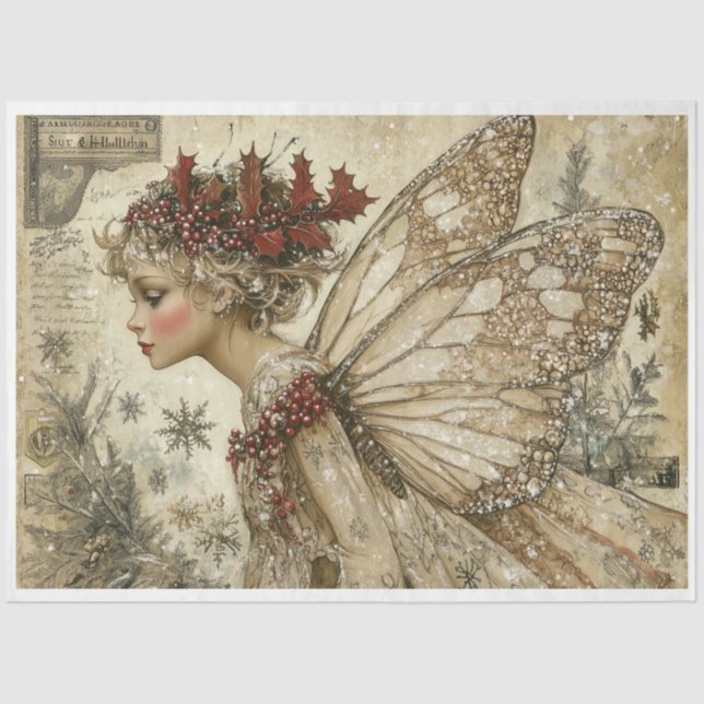 Vintage Christmas Fairy Seidenpapier (Vorderseite)