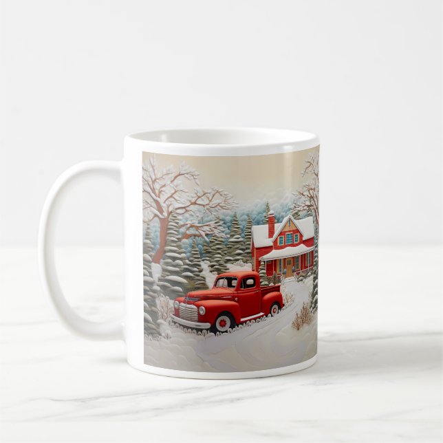 Vintage Christmas Farm Scene Kaffeetasse (Links)