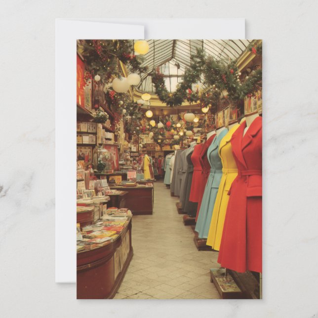 Vintage Christmas Fashion Arcade Feiertagskarte (Vorderseite)