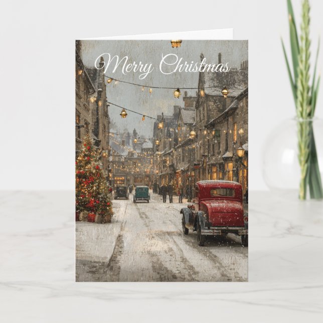 Vintage Christmas Feiertagskarte (Vorderseite)