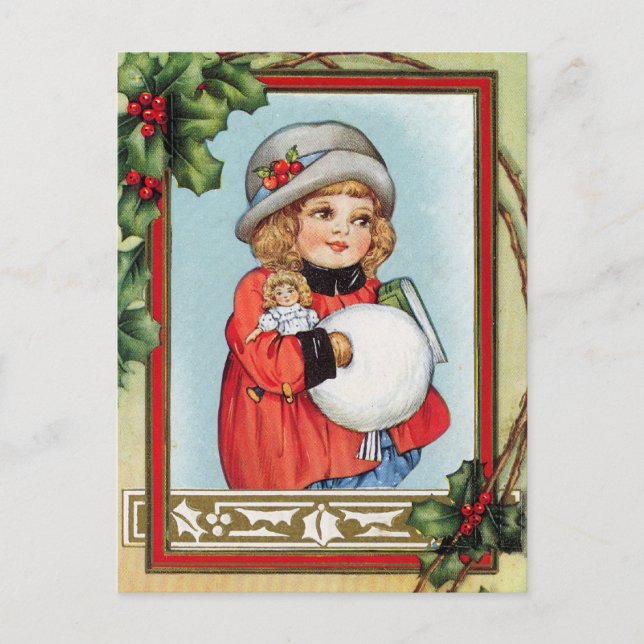 Vintage Christmas Feiertagspostkarte (Vorderseite)