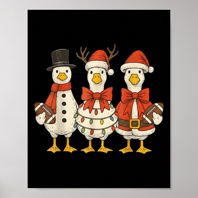 Vintage Christmas Football Goose Merry Christmas F Poster (Vorne)