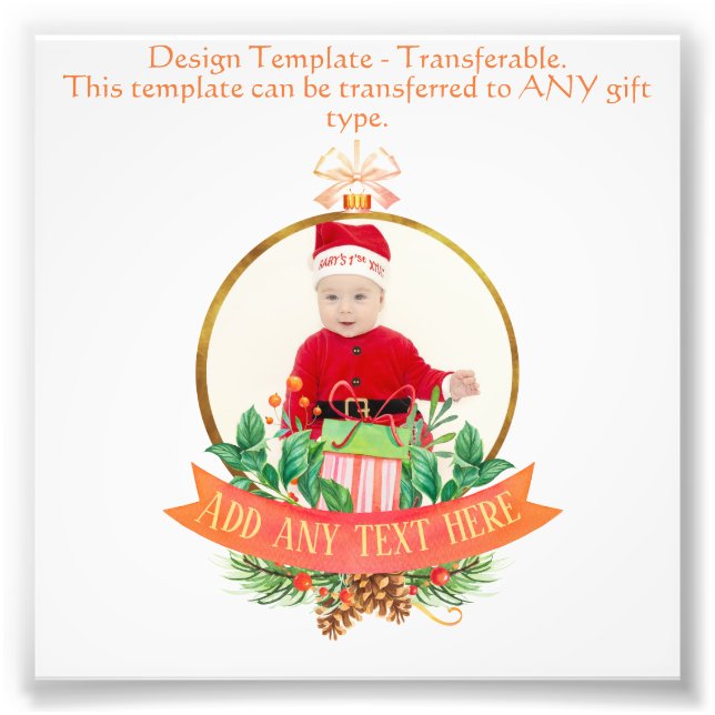 Vintage Christmas FOTO Bauble Custom Template (Vorne)