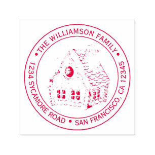 Vintage Christmas Gingerbrot House Rücksendeadress Permastempel