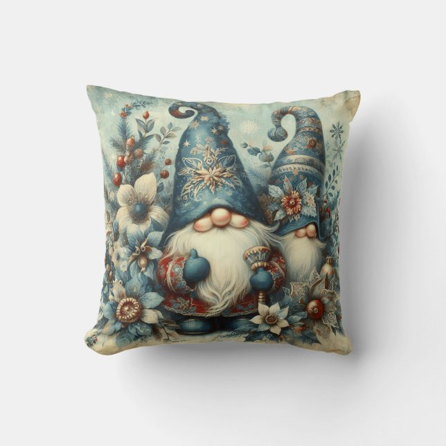 Vintage Christmas Gnomes Kissen (Vorderseite)