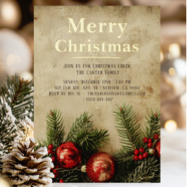 Vintage Christmas Gold Foil Invitation Card Folieneinladung