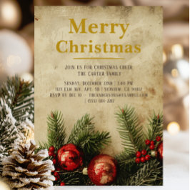 Vintage Christmas Gold Invitation Card | Elegant Einladung
