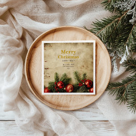 Vintage Christmas Gold Paper Napkin | Classic Serviette