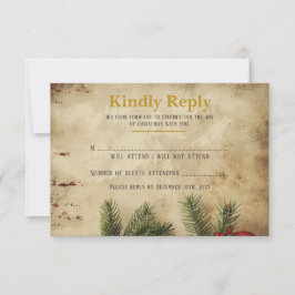 Vintage Christmas Gold RSVP Card | Elegant Karte