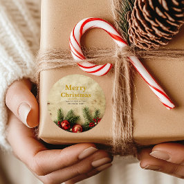 Vintage Christmas Gold Sticker | Classic & Elegant