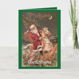 Vintage Christmas Grandson Feiertagskarte