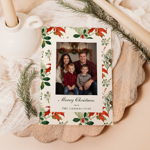 Vintage Christmas Greenery Pattern Feiertagskarte
