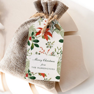 Vintage Christmas Greenery Pattern Geschenkanhänger