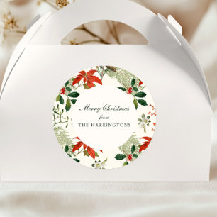 Vintage Christmas Greenery Pattern Runder Aufkleber