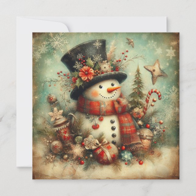 Vintage Christmas Greeting Card Feiertagskarte (Vorderseite)
