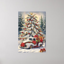 Vintage Christmas Greeting Card – Majestic Snow- Leinwanddruck