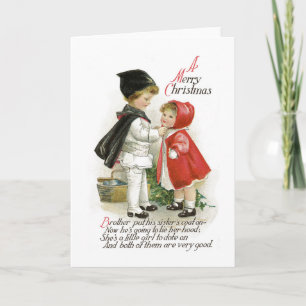 Vintage Christmas Greeting Card Traditional Card Feiertagskarte