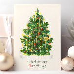 Vintage Christmas Grüße Tree Holiday Postcard Feiertagspostkarte<br><div class="desc">Vintage Weihnachts Grüße Tree Holiday Postcard. Schöner Jahrgang Weihnachtsbaum Postkarte. Dieses Design verfügt über einen mit Kerzen beleuchteten Ferienbaum,  der mit Ziergegenständen und Gartenflächen dekoriert ist. Was für eine schöne Urlaubsszene!</div>