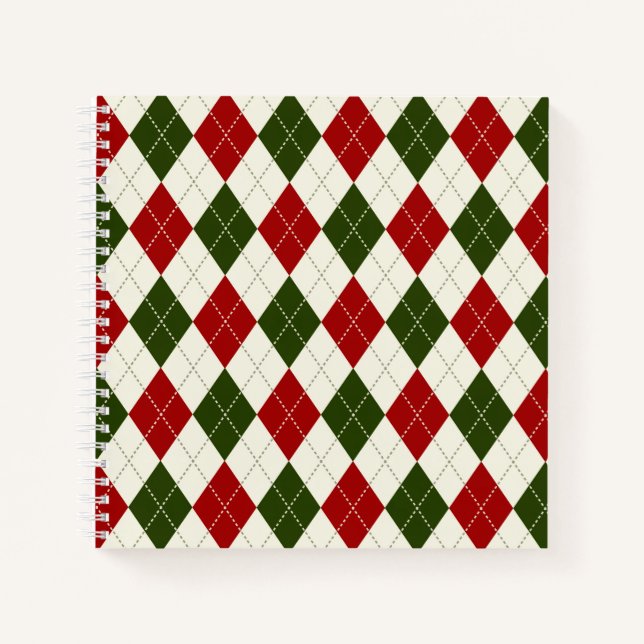 Vintage Christmas Harlequin Kariert | Notebook Notizbuch (Vorderseite)