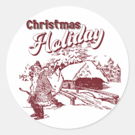 Vintage Christmas Holiday  Runder Aufkleber
