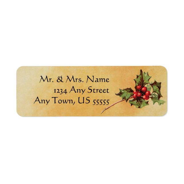 Vintage Christmas Holly Address Labels (Vorne)
