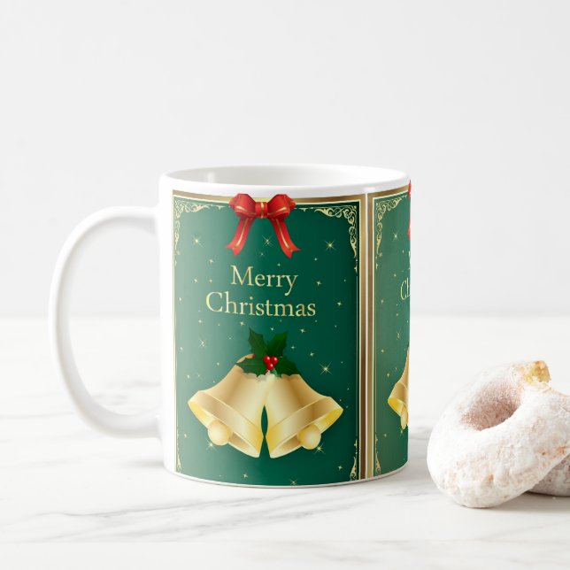 Vintage Christmas Holly Bells Keramik Holiday Kaffeetasse (Mit Donut)