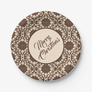 Vintage Christmas Holly Leaves, Berries & Flowers Pappteller