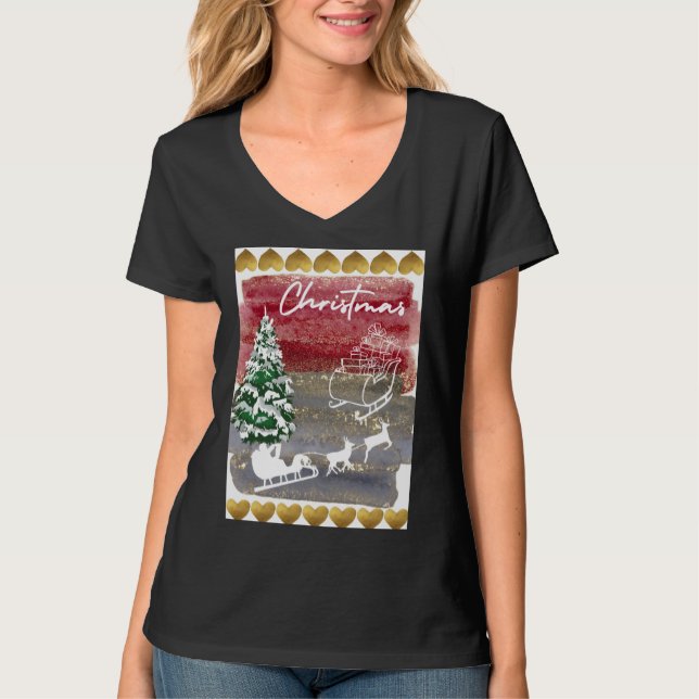 Vintage Christmas House Flag  T-Shirt (Vorderseite)
