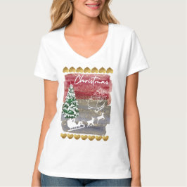 Vintage Christmas House Flag T-Shirt