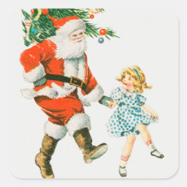 VINTAGE CHRISTMAS ILLUSTRATION SQUARE STICKER