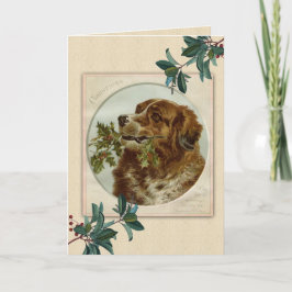 Vintage Christmas Irish Setter Dog Feiertagskarte