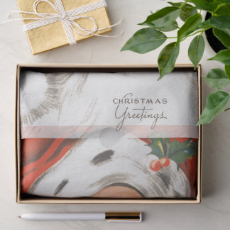 Vintage Christmas, Jolly Santa Claus with Smile Seidenpapier