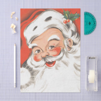 Vintage Christmas, Jolly Santa Claus with Smile Seidenpapier